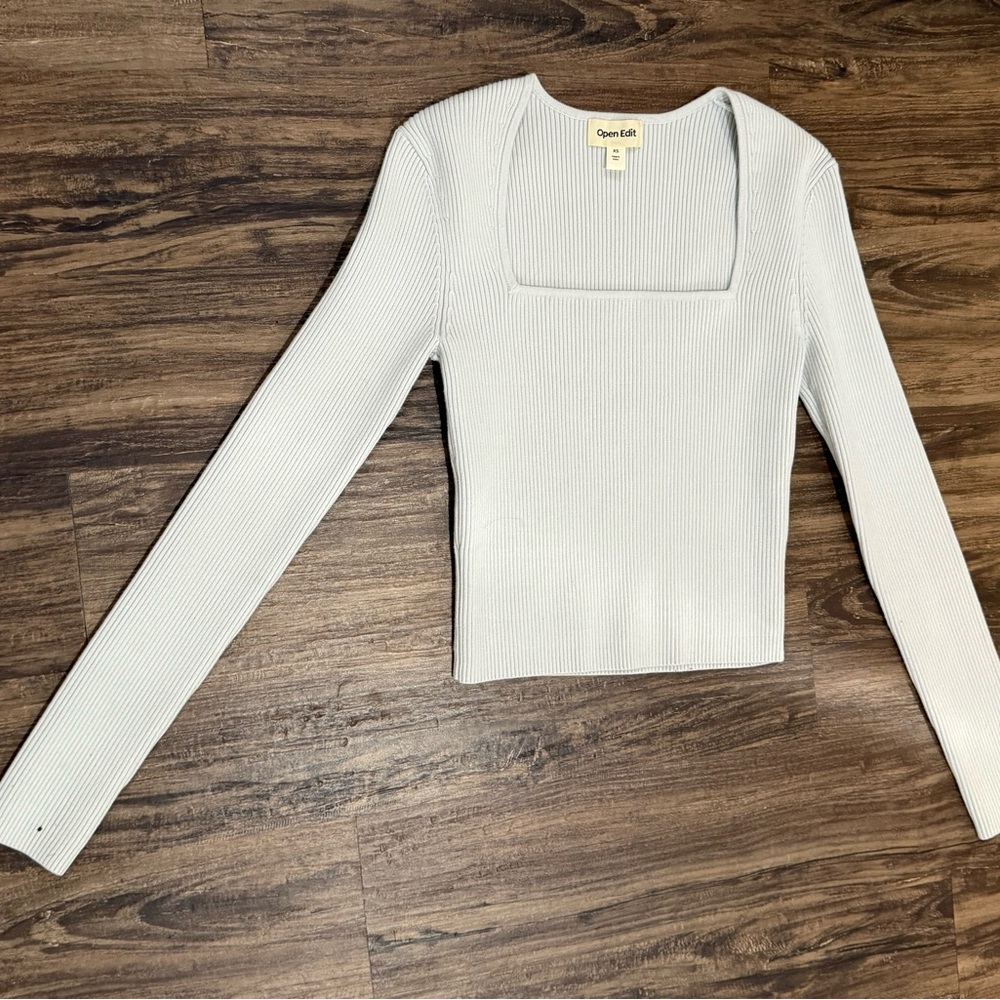 Women's light blue Ribbed Top